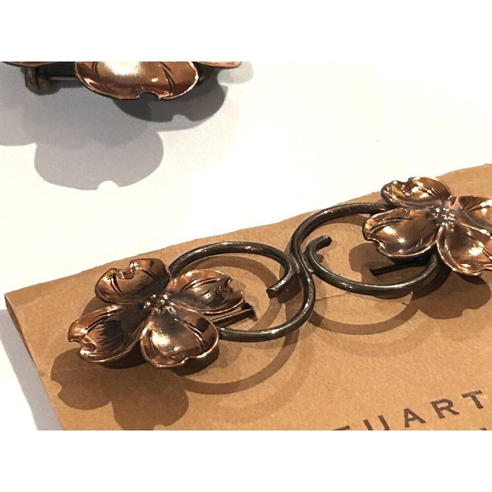 STUART NYE HAND WROUGHT COPPER FLORAL DOGWOOD PIN BROOCHES LOT 2 New - Picture 4 of 10